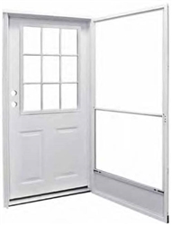 Mobile Home Door, Size 34x76 Kinro Series 7660 Full Oval Window House Type  Steel Door with all Glass Storm